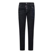 Zwarte Slim-Fit Vernietigde Denim Jeans Dsquared2 , Black , Heren