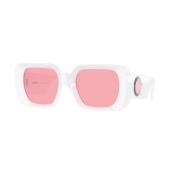 Stijlvolle zonnebril met roze lenzen Versace , White , Unisex