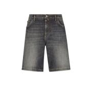 Lichtblauwe Stretch Denim Korte Jeans Dolce & Gabbana , Blue , Heren