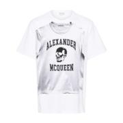 Grafische Print Wit T-shirt Alexander McQueen , Black , Heren