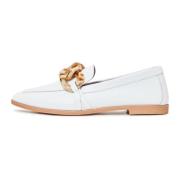 Witte Leren Loafers met Chunky Zool Cesare Gaspari , White , Dames