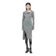 Asymmetrische Kraag Houndstooth Midi Jurk Burberry , Gray , Dames