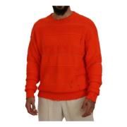 Oranje Gebreide Crew Neck Sweater Dsquared2 , Orange , Heren