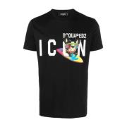 Icon Hondenprint T-shirt Zwart Dsquared2 , Black , Heren