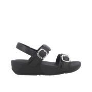 Verstelbare leren sandalen met achterband Fitflop , Black , Dames