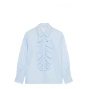 Gerimpeld Shirt Made in Italy Oltre , Blue , Dames