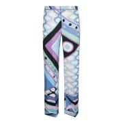 Abstract Patroon Zijden Broek Rechte Pijp Emilio Pucci , Multicolor , ...