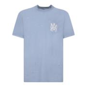 Blauw Katoenen T-shirt met Logo Print Amiri , Blue , Heren