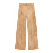 Satin Palazzo Trousers Oltre , Beige , Dames