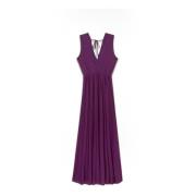 Lang Geplooid Lurex Jurk Oltre , Purple , Dames