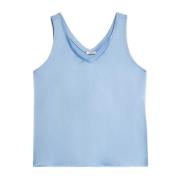 Top van bi-materialen met satijn en jersey Oltre , Blue , Dames