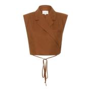 Linnen Wrap Top Sorrel Horse Gestuz , Brown , Dames