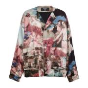 Satijnen varsity jack met pastelprint Balmain , Multicolor , Heren