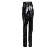 Asymmetrische gedrapeerde vinylbroek Balmain , Black , Dames