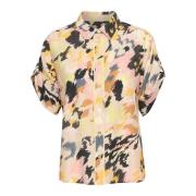 Abstract Print Shirt met Halve Mouwen Part Two , Multicolor , Dames