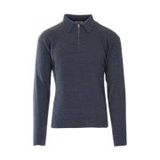 Geborstelde Effen Polo Zip Sweater Altea , Blue , Heren