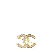 Pre-owned Metal brooches Chanel Vintage , Yellow , Dames