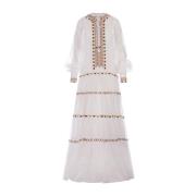 Witte Katoenen Kaftan Jurk Geborduurd Ermanno Scervino , White , Dames