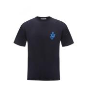 Navy Blauw JW Anker Logo T-Shirt JW Anderson , Blue , Heren