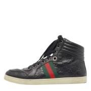 Pre-owned Leather sneakers Gucci Vintage , Black , Heren