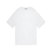 V-hals Jersey T-shirt Dondup , White , Dames