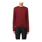 Slim Fit Wol Ronde Hals Trui Emporio Armani , Red , Heren