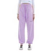 Katoenen sweatpants met logoprint Hinnominate , Purple , Dames