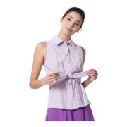 Geruite blouse met strikdetail Kocca , Purple , Dames