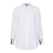 Witte Katoenen Poplin Shirt met Logo Elisabetta Franchi , White , Dame...