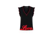 Liefde Ruche Mouw T-shirt Moschino , Black , Dames