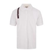 Witte Polo Shirt met Selvedge Logo Alexander McQueen , White , Heren