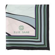 Groene Bedrukte Zijden Sjaal met Logo Elie Saab , Multicolor , Dames