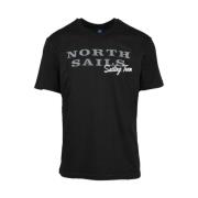 Zwarte Katoenen Logo Print T-shirt North Sails , Black , Heren