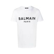 Eco-ontworpen T-shirt met logoprint Balmain , White , Heren