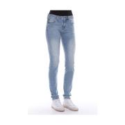 Denim Jeans Regular met Glitter Logo Love Moschino , Blue , Dames