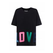 Multicolor Print Oversize T-Shirt Love Moschino , Black , Dames