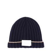 Luxe Cashmere Ribbed Hat Brunello Cucinelli , Blue , Heren