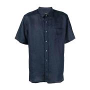 Blauwe Casual Korte Mouw Shirt Vince , Blue , Heren