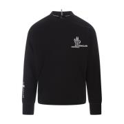 Zwarte Crewneck Sweatshirt met Logo Details Moncler , Black , Heren