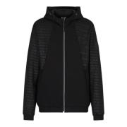 Heren hoodie met all-over logo Emporio Armani EA7 , Black , Heren