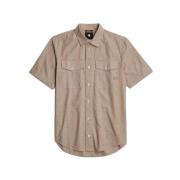 Marine Slim Shirt Korte Mouw G-star , Beige , Heren