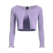 Geribbelde lurex cardigan met gerimpelde manchetten Pinko , Purple , D...