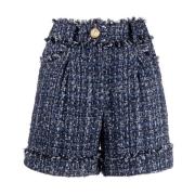 Tweed Denim Shorts voor Vrouwen Balmain , Multicolor , Dames