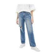 Versleten Denim Jeans Love Moschino , Blue , Dames