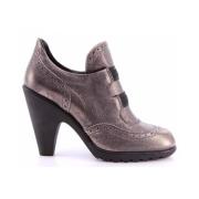 Grijze Leren Brogues Hakken Hogan , Gray , Dames