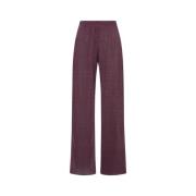 Aubergine Lurex Flared High Waist Broek Oseree , Purple , Dames