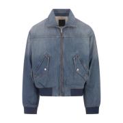 Blauw Denim Bomberjack Givenchy , Blue , Heren