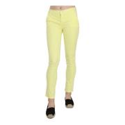 Gele Skinny Broek Logo Details Pinko , Yellow , Dames