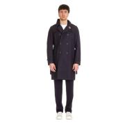 Blauwe Katoenen Trenchcoat Herno , Blue , Heren