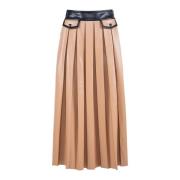 Bruine hoge taille midi geplooide rok Nenette , Brown , Dames